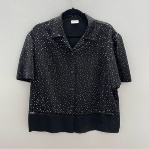Dries Van Noten black with white polka dot blouse. Size EU 42